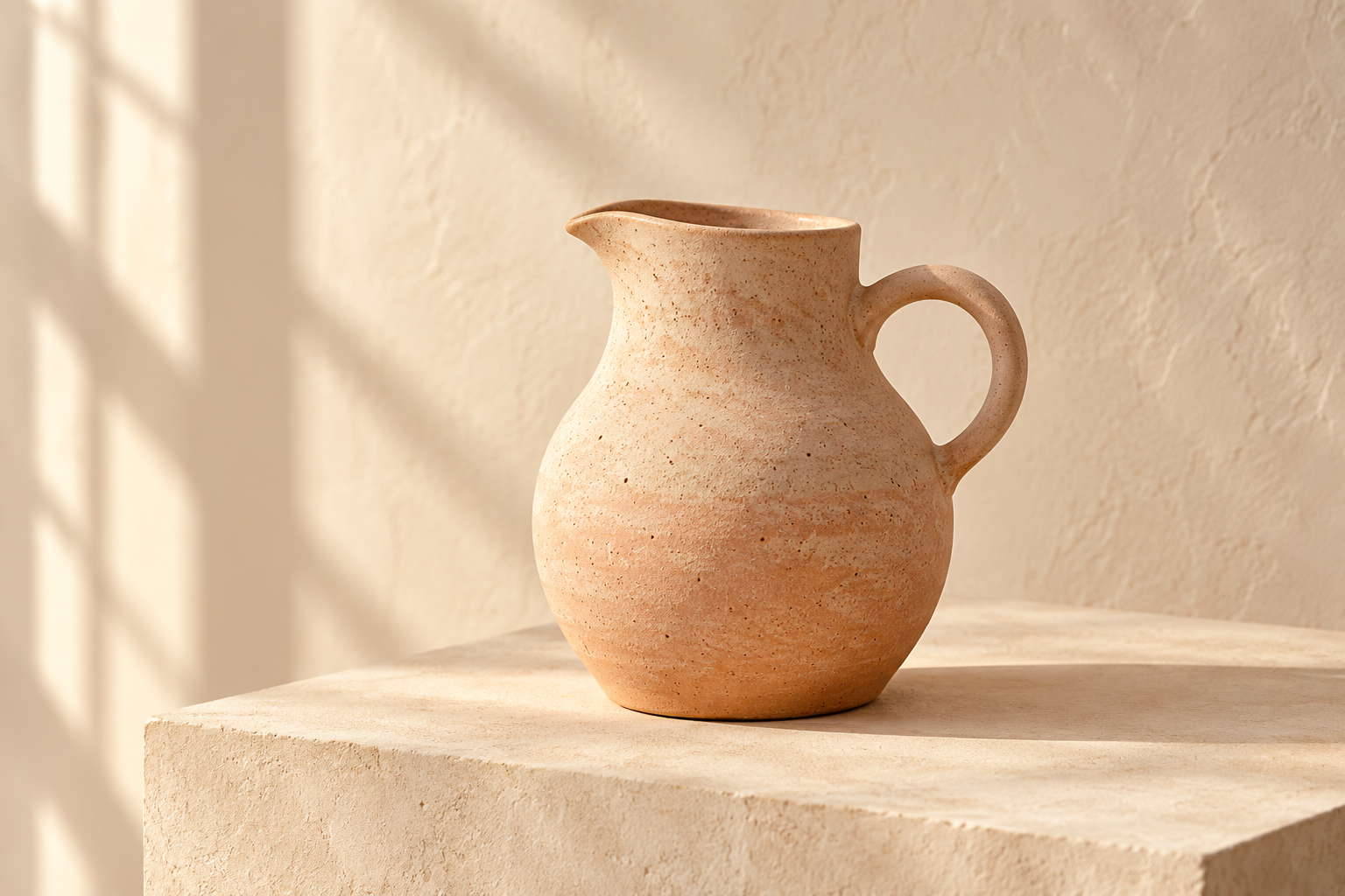 Fictional ceramic pitcher with its original landscape composition